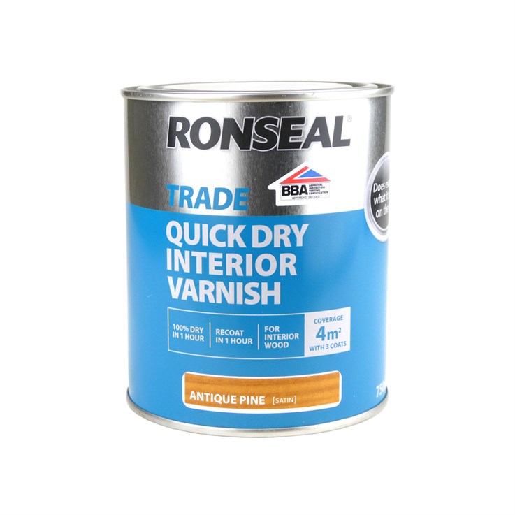 Ronseal Trade Quick Dry Interior Satin Varnish Antique Pine 750ml